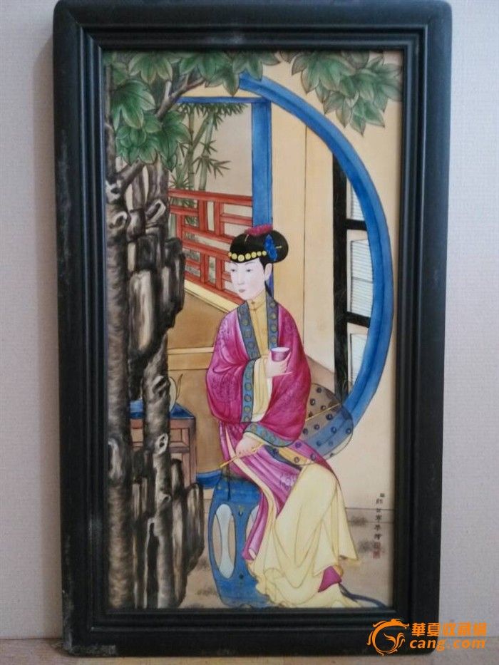 一套郎世宁工笔画乾隆十二妃画像瓷板