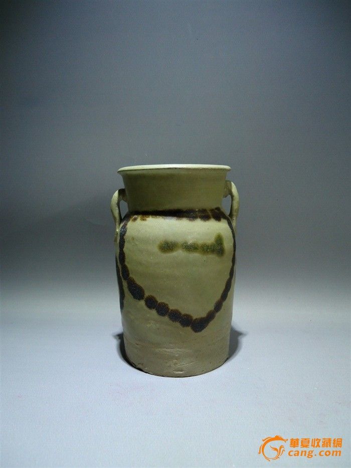 长沙窑褐绿点彩双系罐