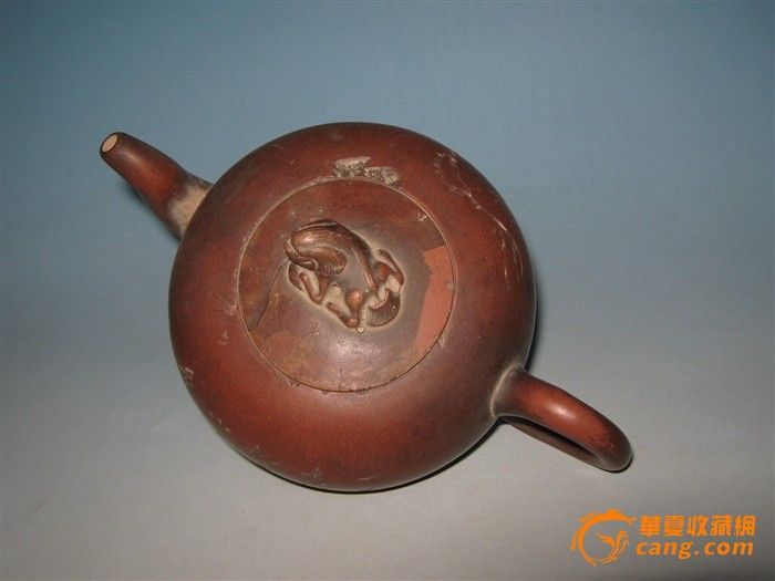 老紫砂壶-民国名家仁石刻绘山水紫砂壶