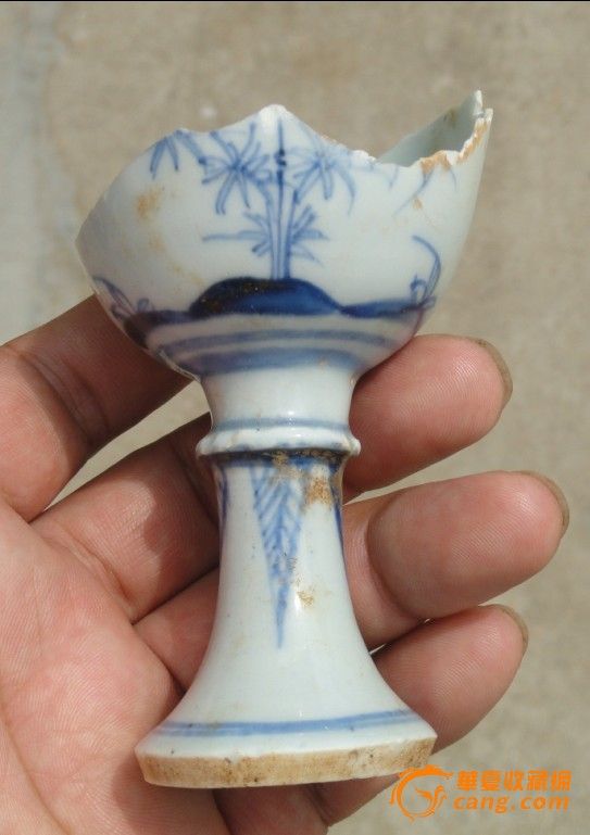 明永乐青花松竹梅高足杯