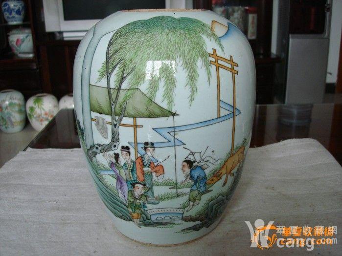 民国著名画馆【松月轩】作粉彩人物故事【耕织图】全品冬瓜罐