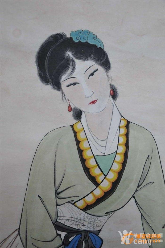 著名人物画大师赵蕴玉先生侍女图精品《红叶题诗》,原装裱真迹