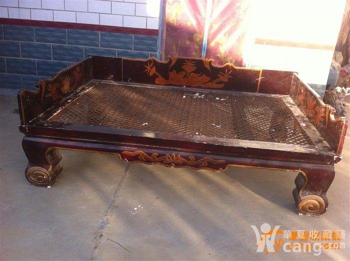 老槐木带围板罗汉腿带有综的床