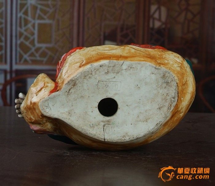 景德镇文革老厂瓷器/60年代美一雕塑瓷--高温釉侧坐罗汉