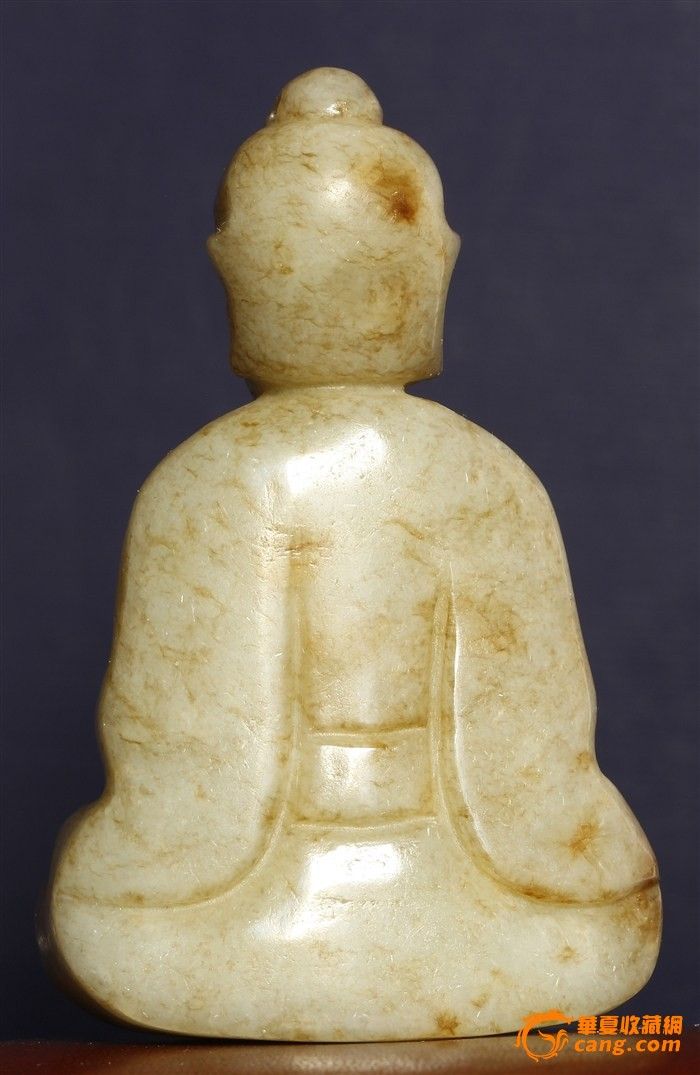 清代 带沁 新疆和田青白玉籽料 玉雕佛