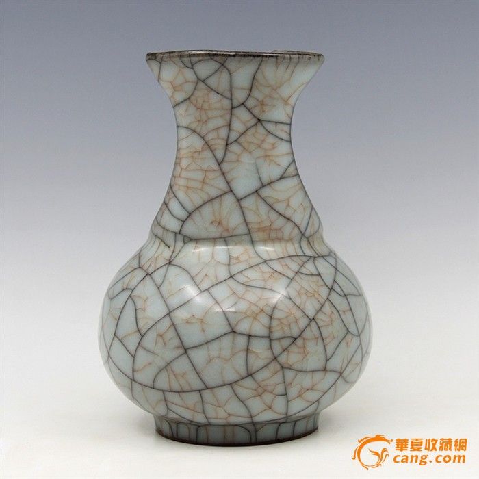 宋哥窑金丝铁线双口瓶