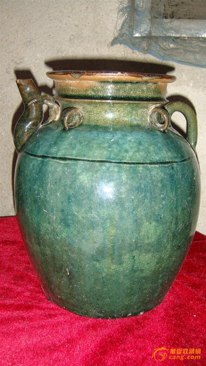 长沙窑绿釉穿带壶13