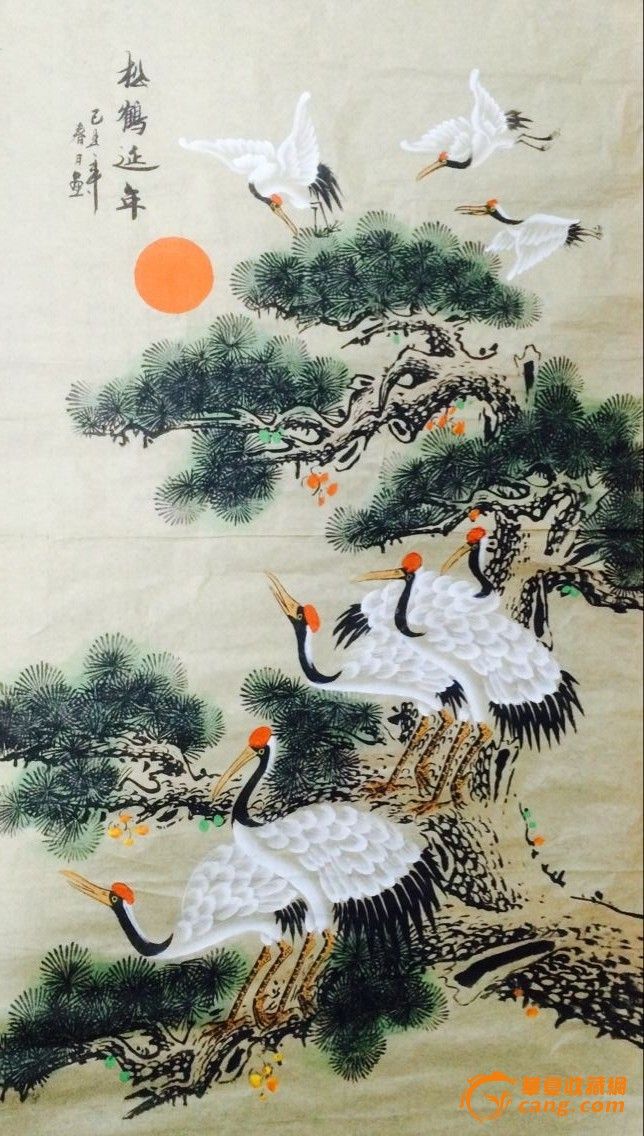 画家 春月 松鹤延年 长130cm,宽67cm